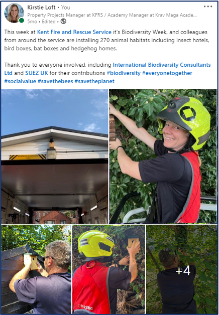 Kirstie Loft social channel still with images of her with protective gear - Biodiversity Week